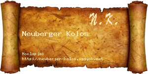 Neuberger Kolos névjegykártya